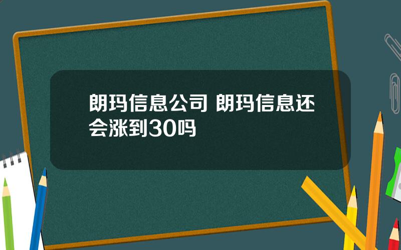 朗玛信息公司 朗玛信息还会涨到30吗